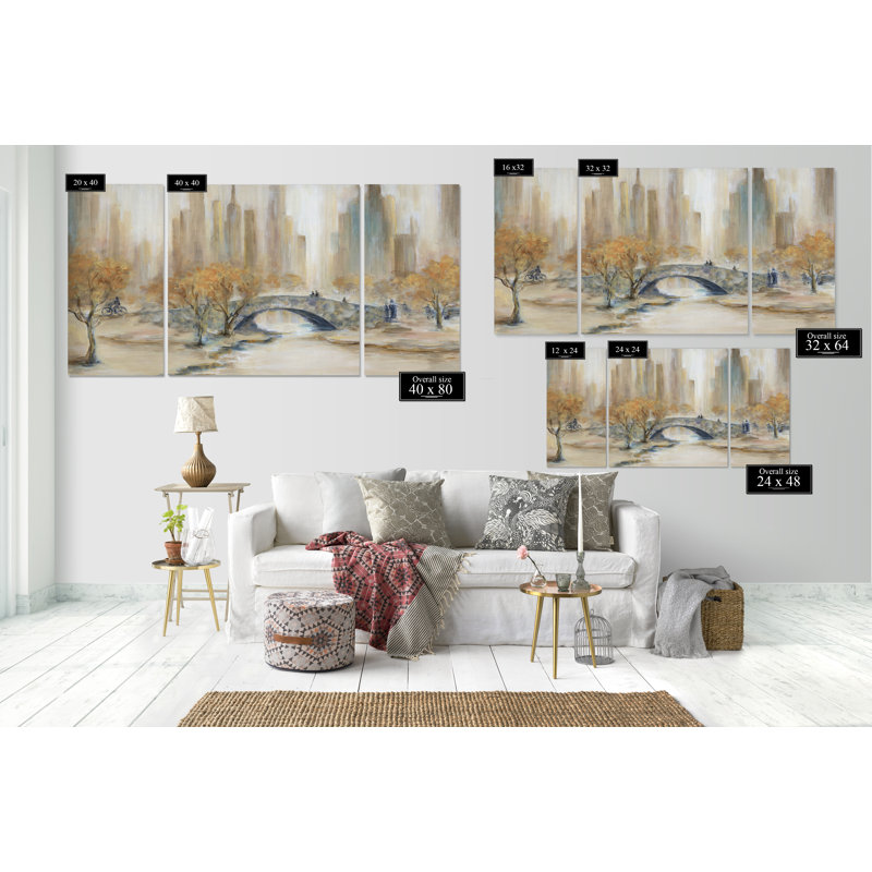 Central Park - reproduction d'art sur toile, H 32 po x l 64 po x P 1,5 po