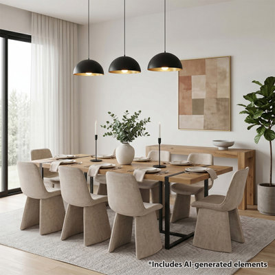 Ensemble table et chaises de salle à manger rectangulaires Cubillos 79 po pour 8 personnes avec chaises rembourrées