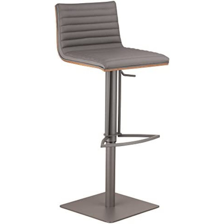 Cafa Adjustable Swivel Walnut Wood and Stainless Steel Metal Bar Stool