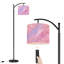 Lampe sur pied à arc avec abat-jour ajustable tourbillon de marbre rose doux art abstrait teintes pastel Lampe sur pied 3 températures de couleur à intensité variable avec interrupteur au pied pour la chambre à coucher
