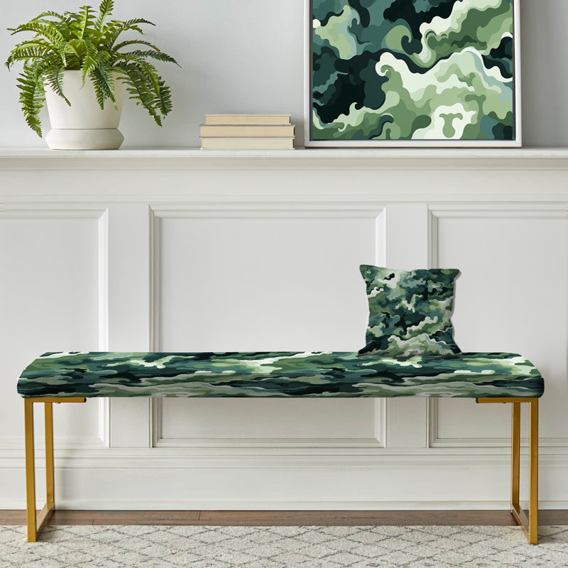 Green Nomad Camo Elegance - Camouflage Upholstered Gold Bench