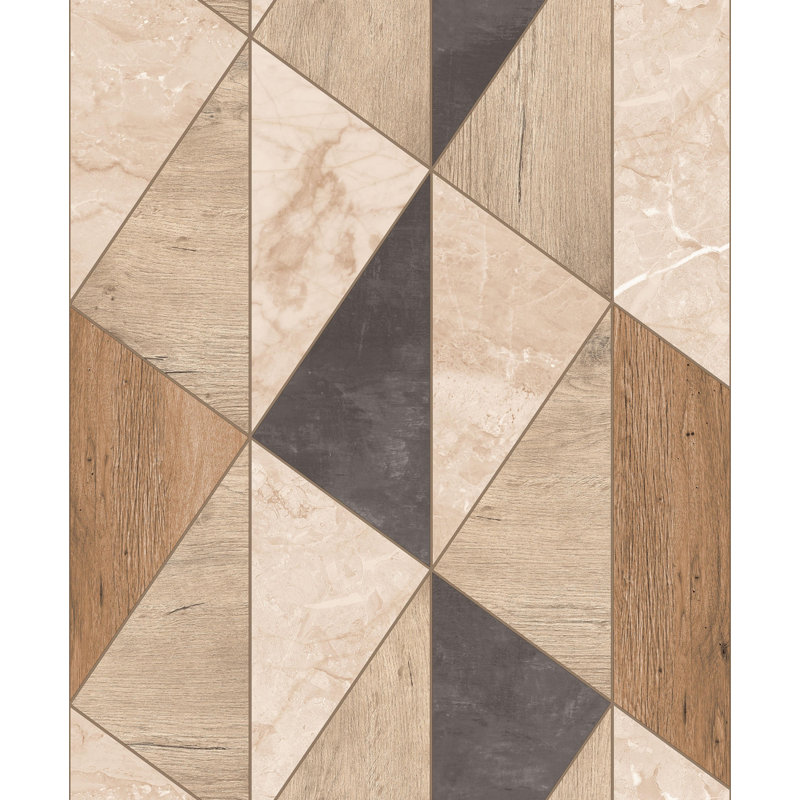 Papier peint gris à panneau géométrique, Brun