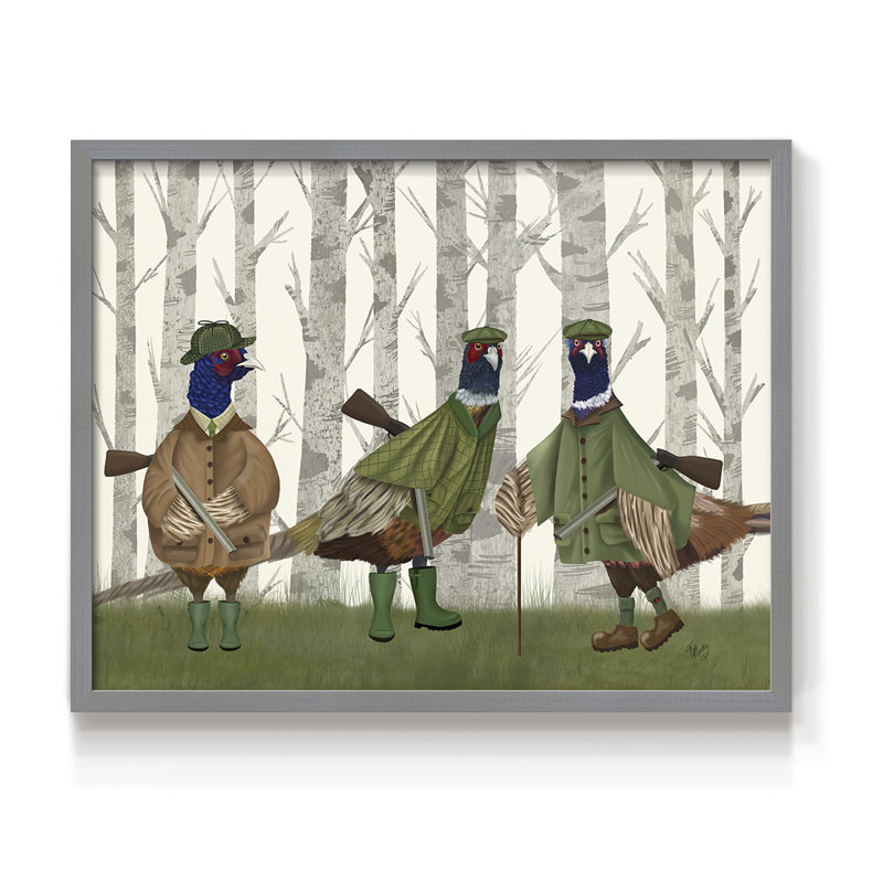 Faisan du groupe de tir 2 - Reproduction encadrée - Restickable, Gris, H 16 po x l 20 po