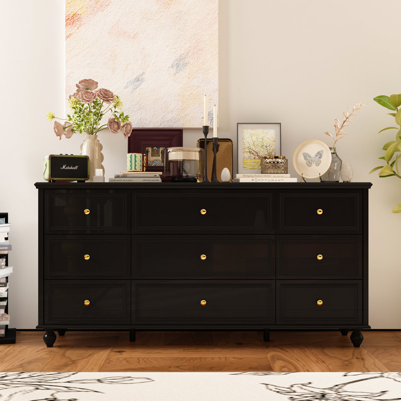 Nine Drawers Dresser With Strong Storage For Your Home, Black