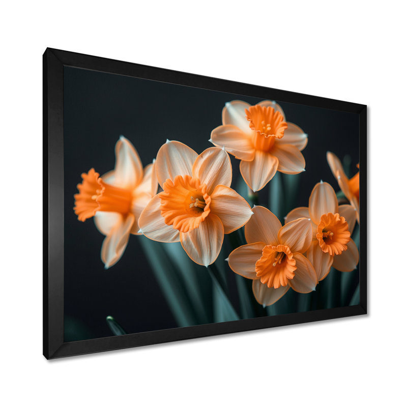 Gaige - jonquilles, impression d'art mural, H 34 po x l 44 po, Cadre simple noir