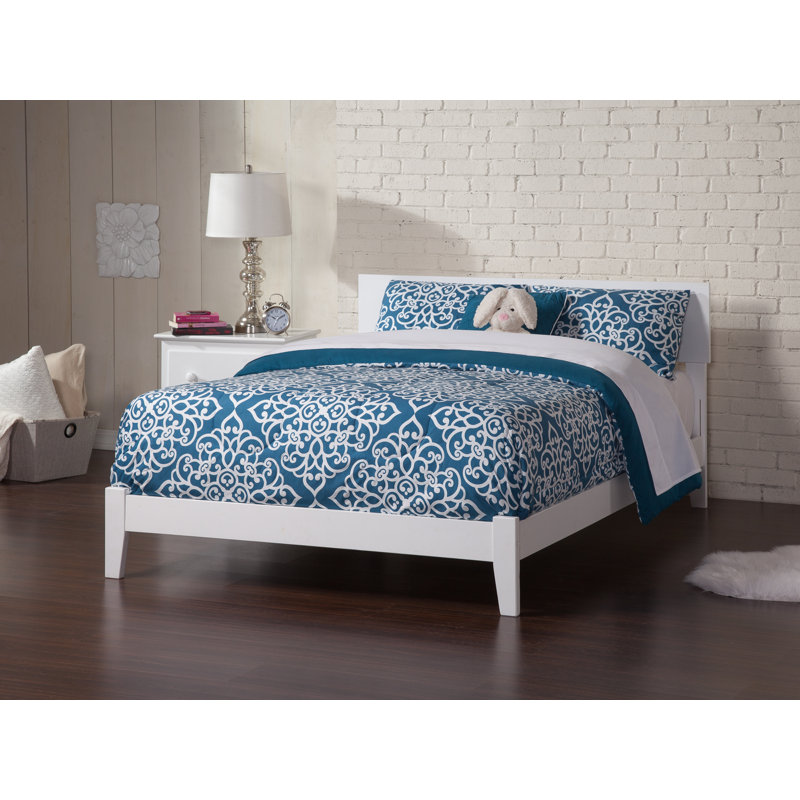 Anndee Solid Wood Foundation Bed, King, White
