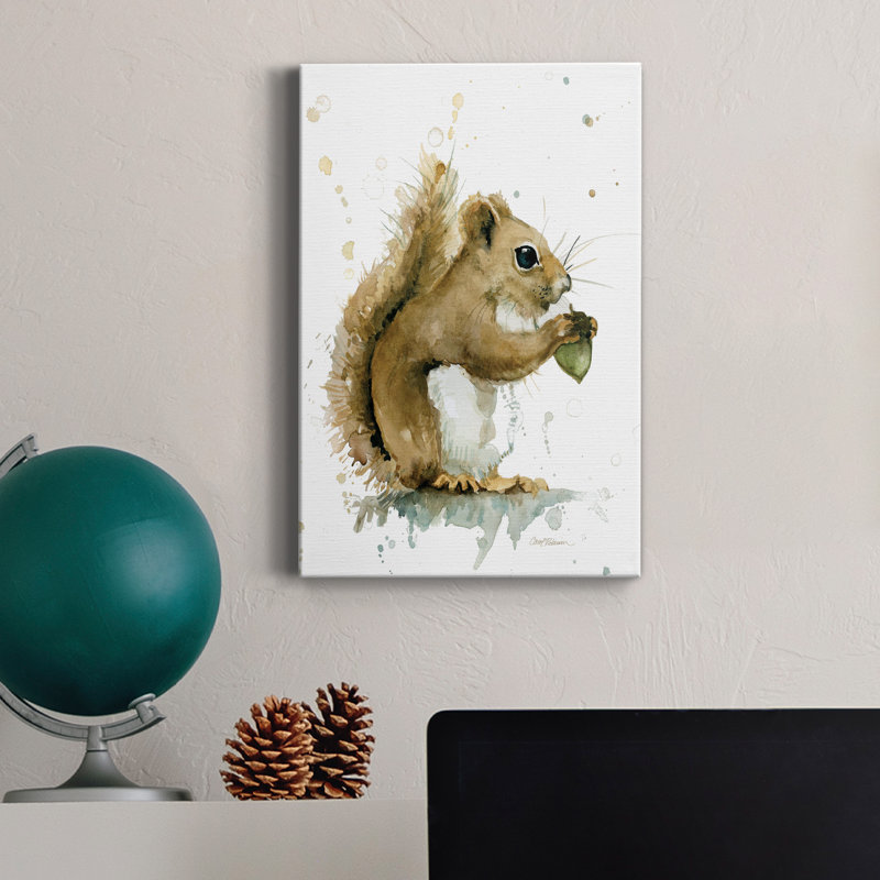 Récolte d'écureuil, peinture sur toile tendue, H 60 po x l 40 po x P 1 po
