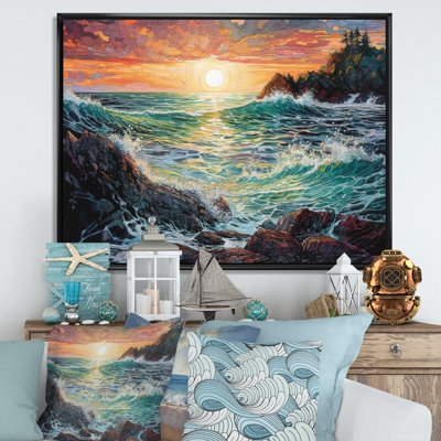 «Green Sunset At The Beach III», reproduction d'art sur toile