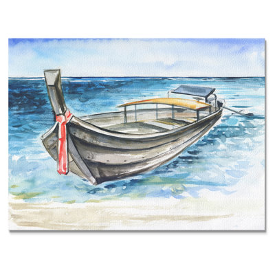 Sloop on Tropical Beach - Peinture sur toile