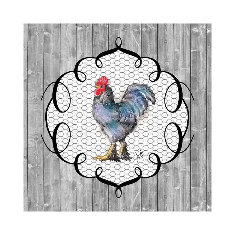 Rooster On The Roost Ii by Andi Metz - Wrapped Canvas Gallery-Wrapped Canvas Giclée, 30.48 cm H x 30.48 cm W