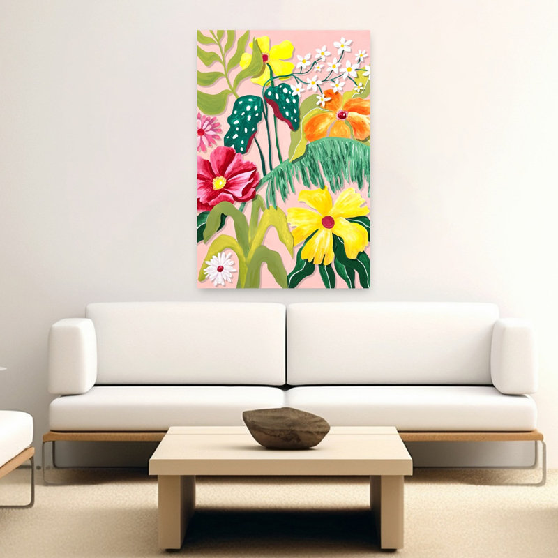 «Vibrant Tropical Garden Colorful Vibrant Abstract Flower Nature», art mural, H 60 po x l 40 po