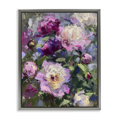 Abstract Purple Peonies Bunch  Floater Canvas Wall Art, design by LSR Creative Studio