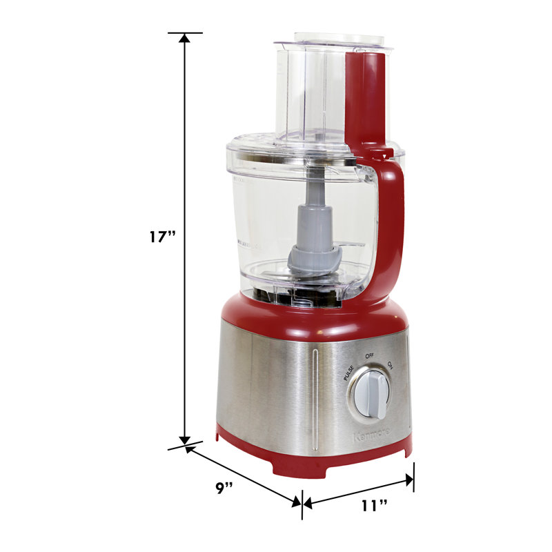 Kenmore Food Processor and 11 Cup Vegetable Chopper for Chop, Slice, Shred, Mince, Grate & Puree, Red
