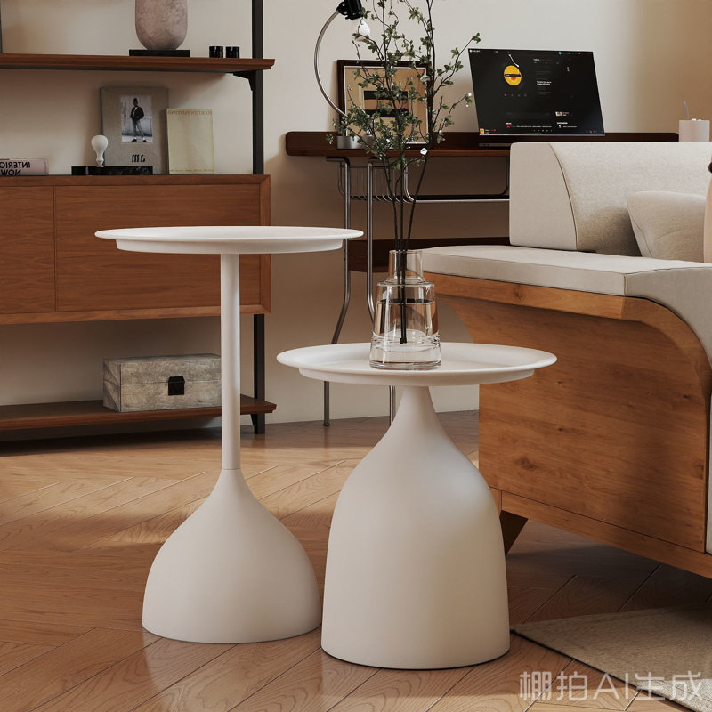 Side Coffee Table Set, Living Room Small Round End Table, Metal Nesting Tables Pedestal Tables Sofa Side And Bedside Console Table