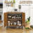 2 Door Walnut Rattan Buffet Sideboard – Small Mid-Century Modern Storage Cabinet for Kitchen, Living & Dining Room-923017620-923017623