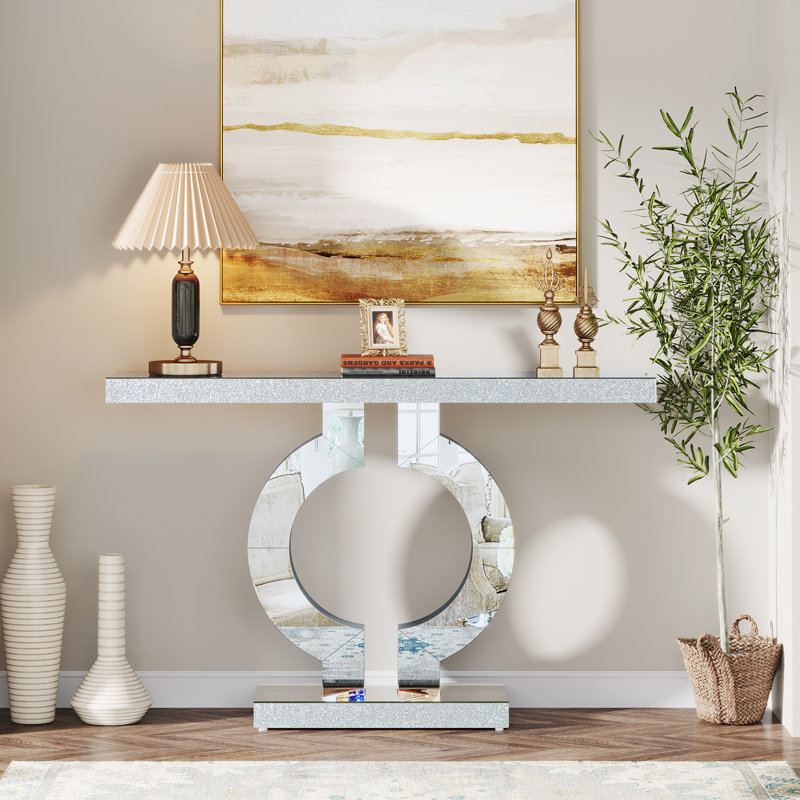 Trustin 43.11" Mirrored Console Table Sofa Table for Entrance Living Room, White