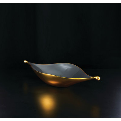 Metal Abstract Posh & Luxe Decorative Bowl in Gold/Gray