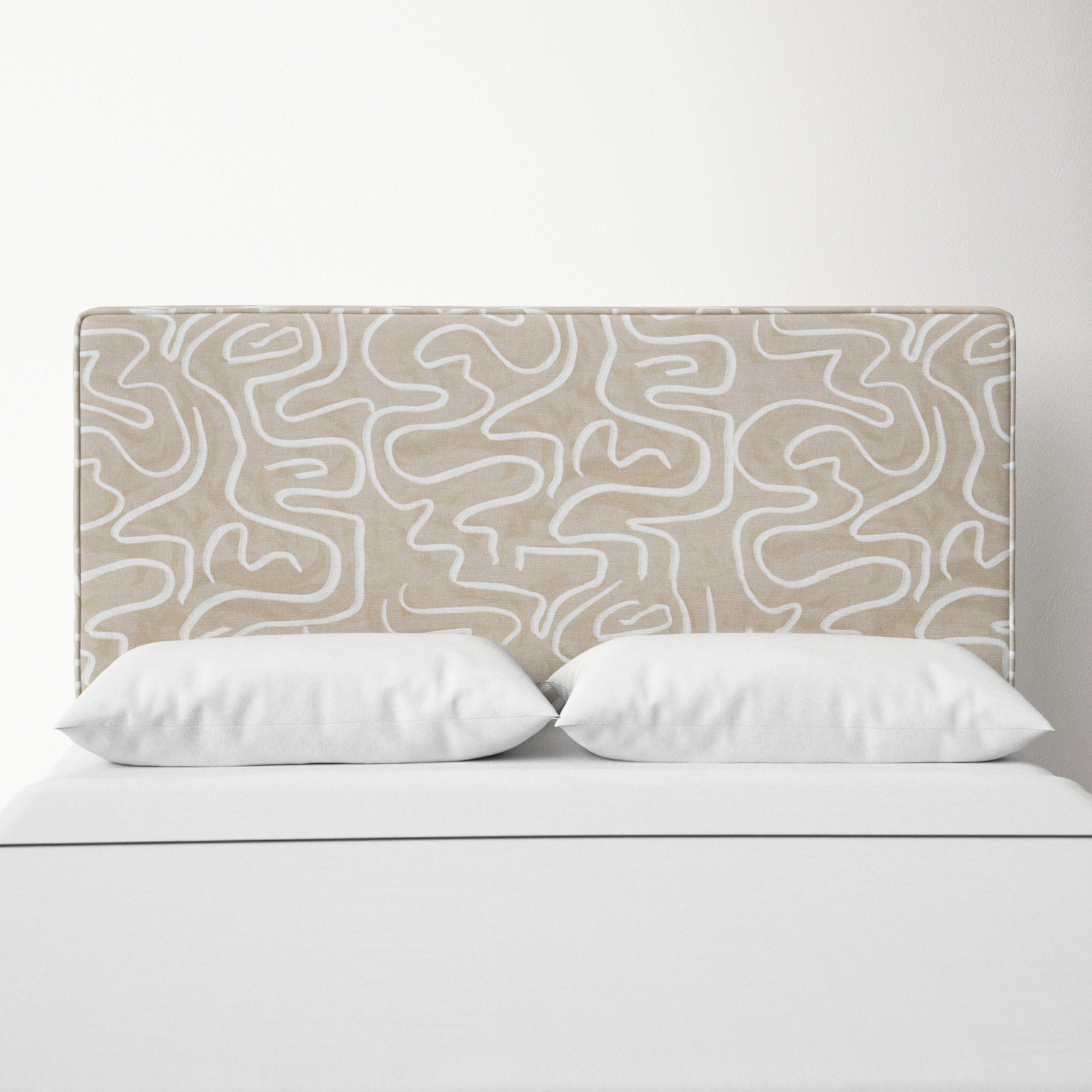 Marquise Upholstered Headboard, Queen, Evelyn Natural Asbtract