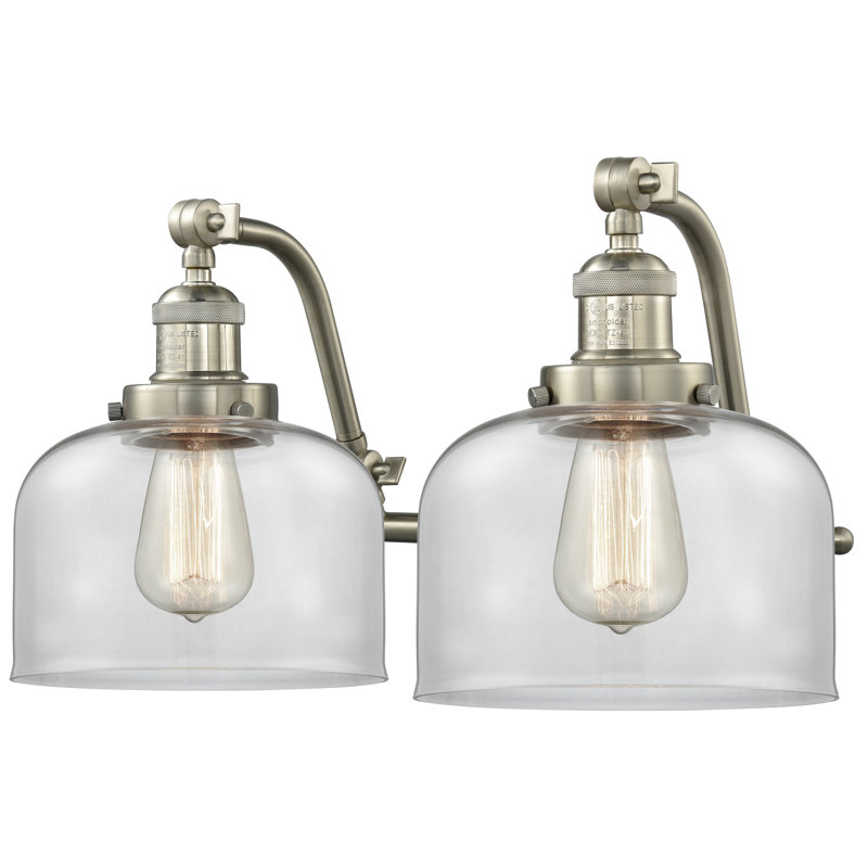 Éclairage pour salle de bain 2 lumières Bonomo Bell, Nickel satiné brossé, Ampoule DEL rétro à intensité réglable de 3 W