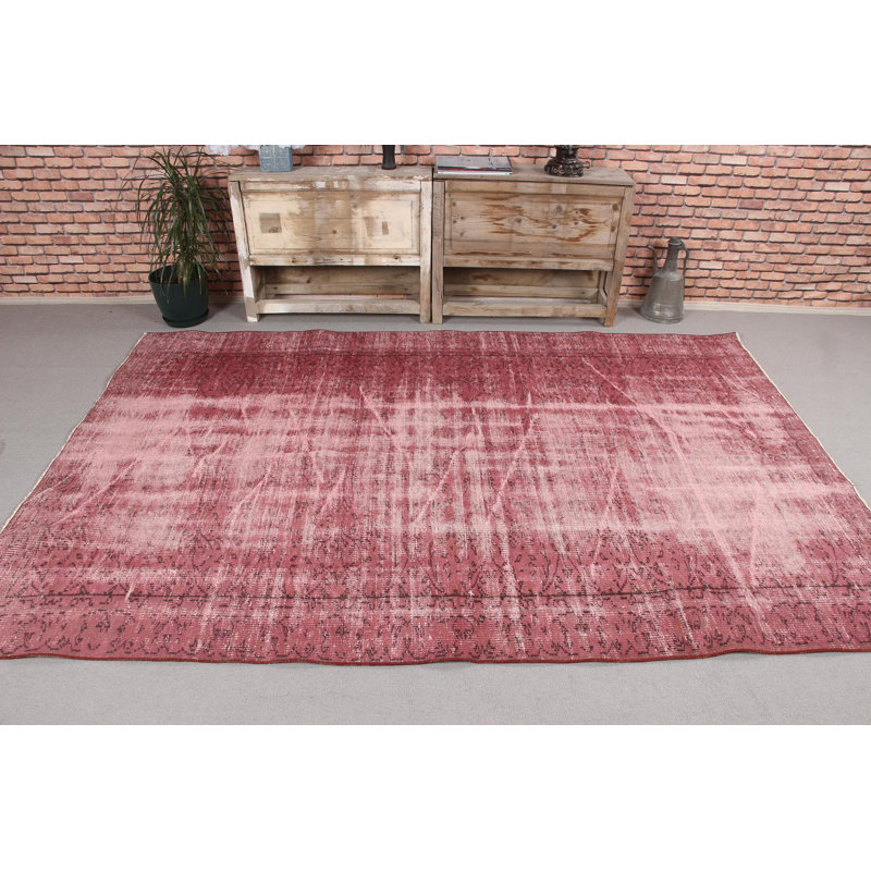 Grand tapis turc rétro Anatolian en mauve pour une utilisation dans la salle à manger avec un design surteint et un style Oushak