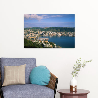 High Angle View of a Cityscape Wellington, Nouvelle-Zélande, architecture contemporaine abstraite, art de montagne