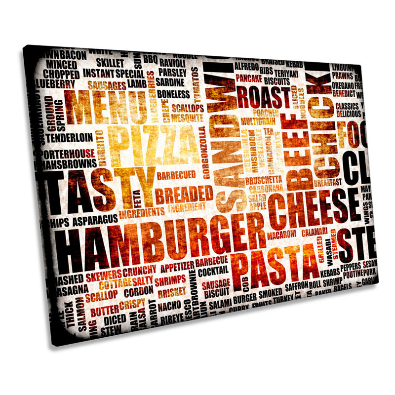 Kitchen Food Typography - Wrapped Canvas Print, 30.5cm H x 45.7cm W