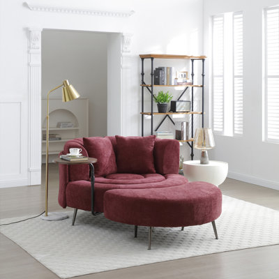 Oversize Barrel Chair with Ottoman