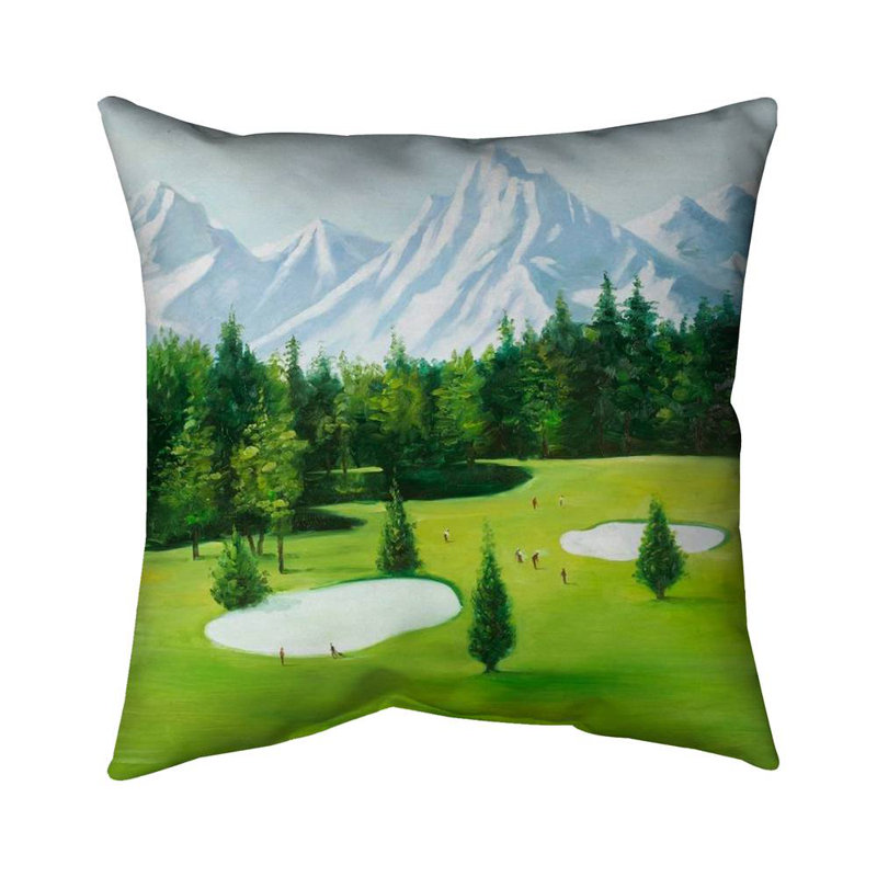 Golf Course with Mountain View – Throw Pillow Cover Only, Double-Sided Print, Insert Not Included