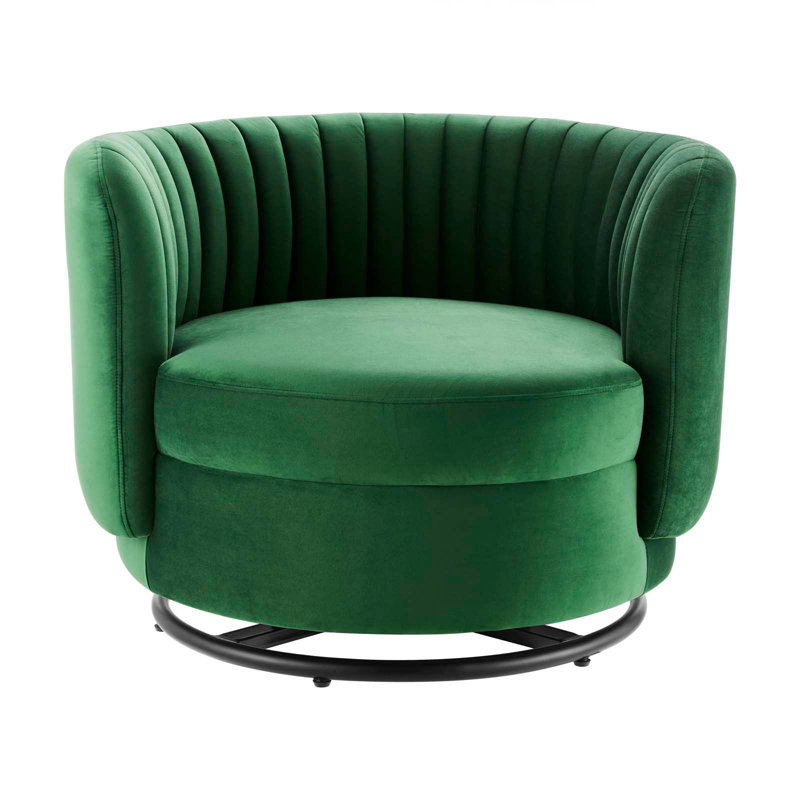 Chaise pivotante en velours Charles Emerald, Velours émeraude