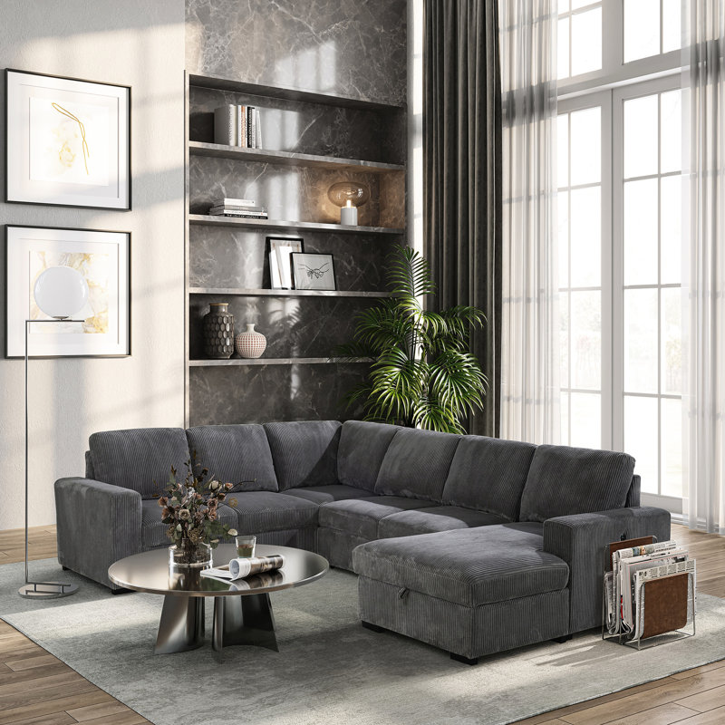 Canapé modulaire avec fonction coulissante Melody Gray