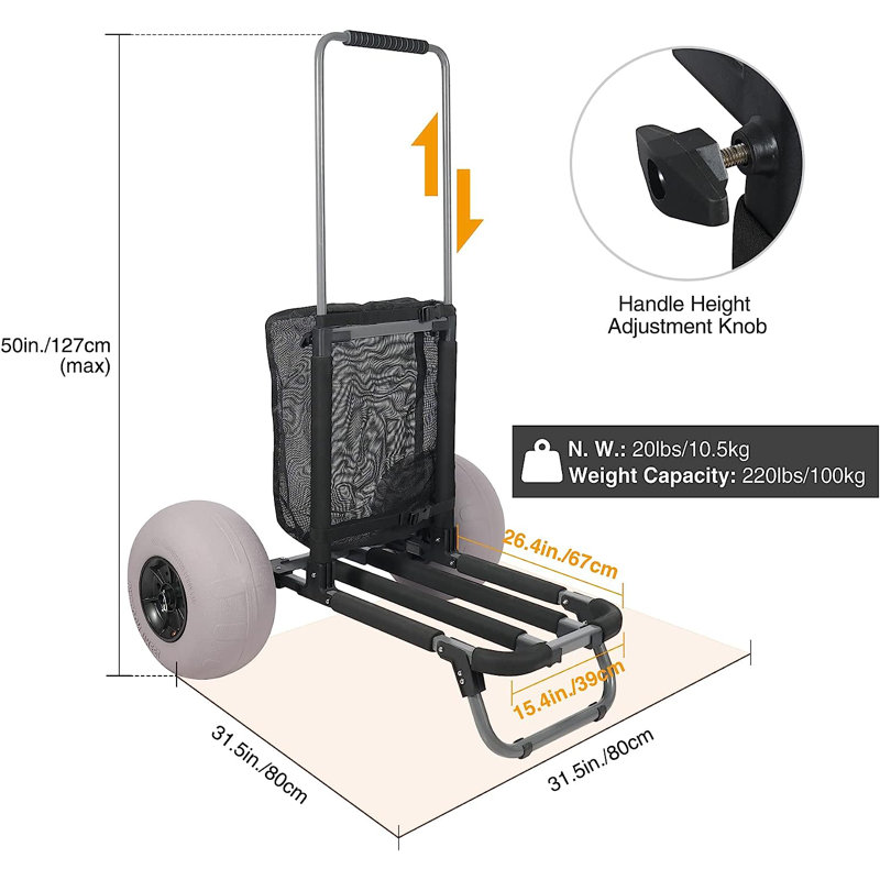 220 Lb. Capacity Foldable Hand Truck Dolly
