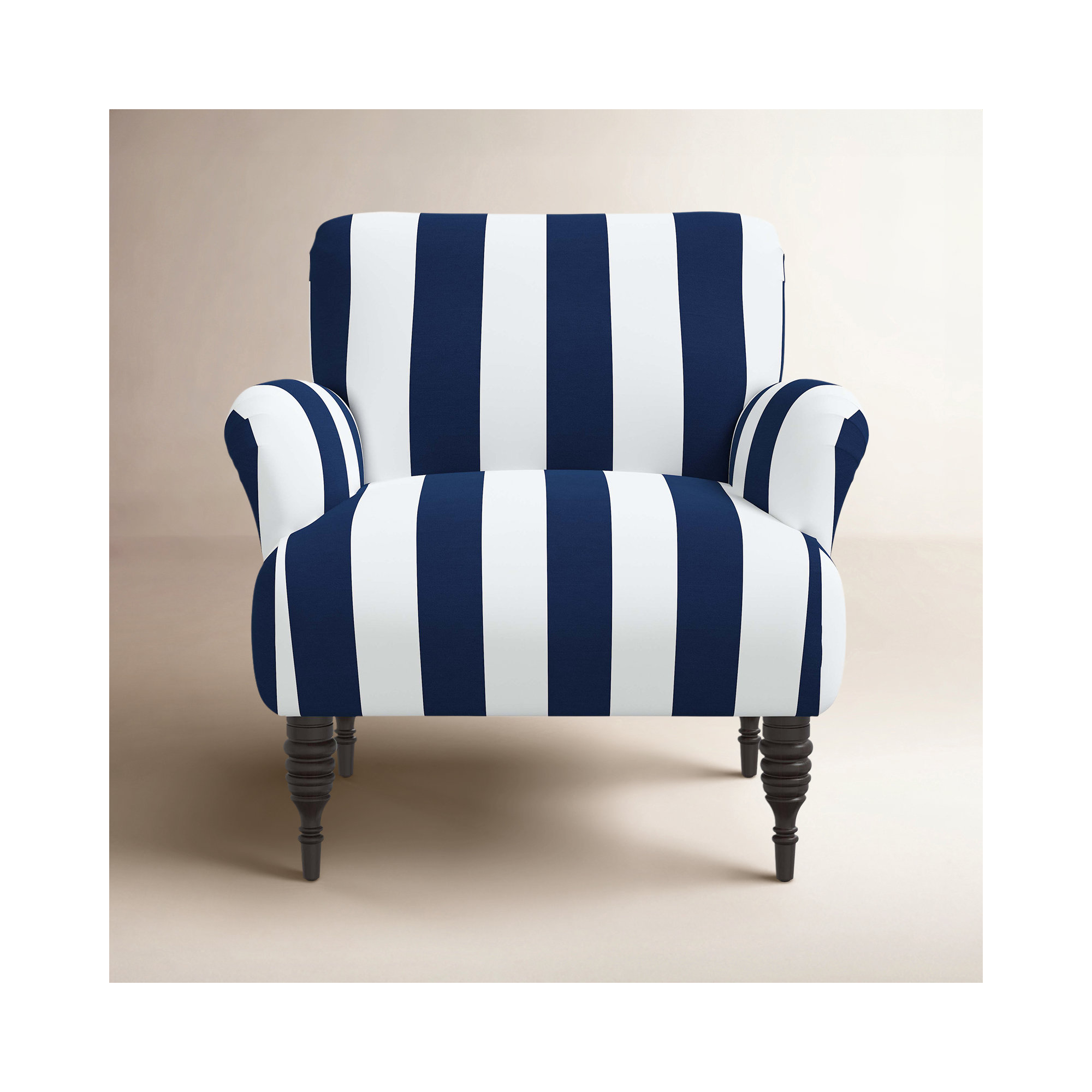 Fairhope Upholstered Armchair, Navy Blue 100% Cotton