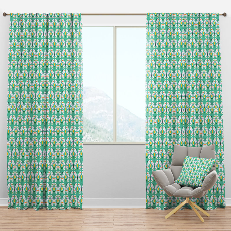 Panneau de rideau simple semi-diaphane avec passe-tringle Mid-Century, l 52 po x L 108 po