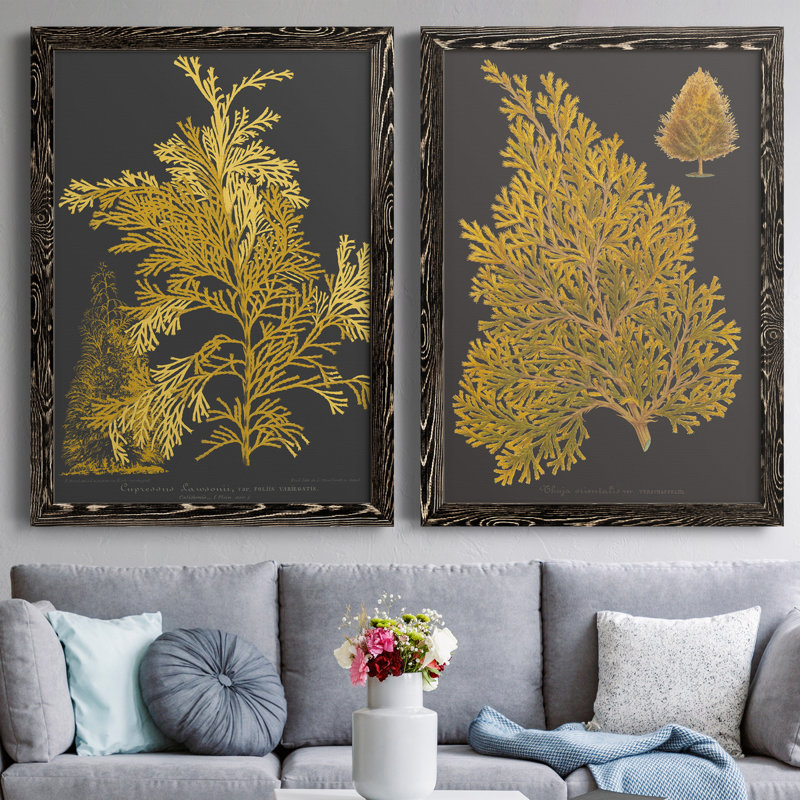 " Trees and Leaves I " 2 Piece Art Color Photography Print, 37.5" H x 55" W x 1.5" D, Black Framed Canvas
