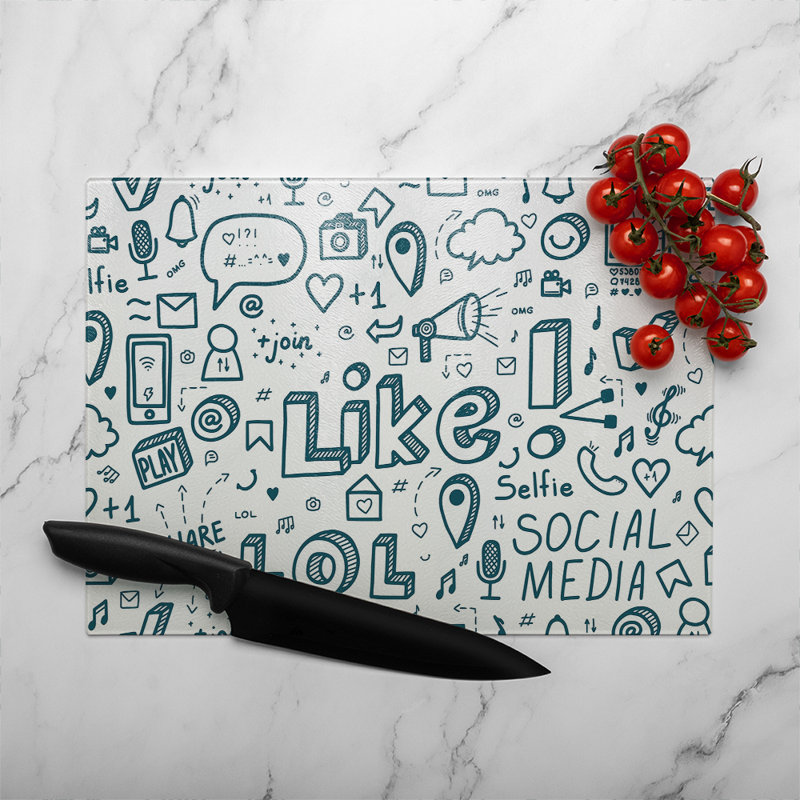 Social Media Glass Chopping Board