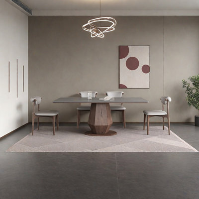 Gray sintered stone dining table set
