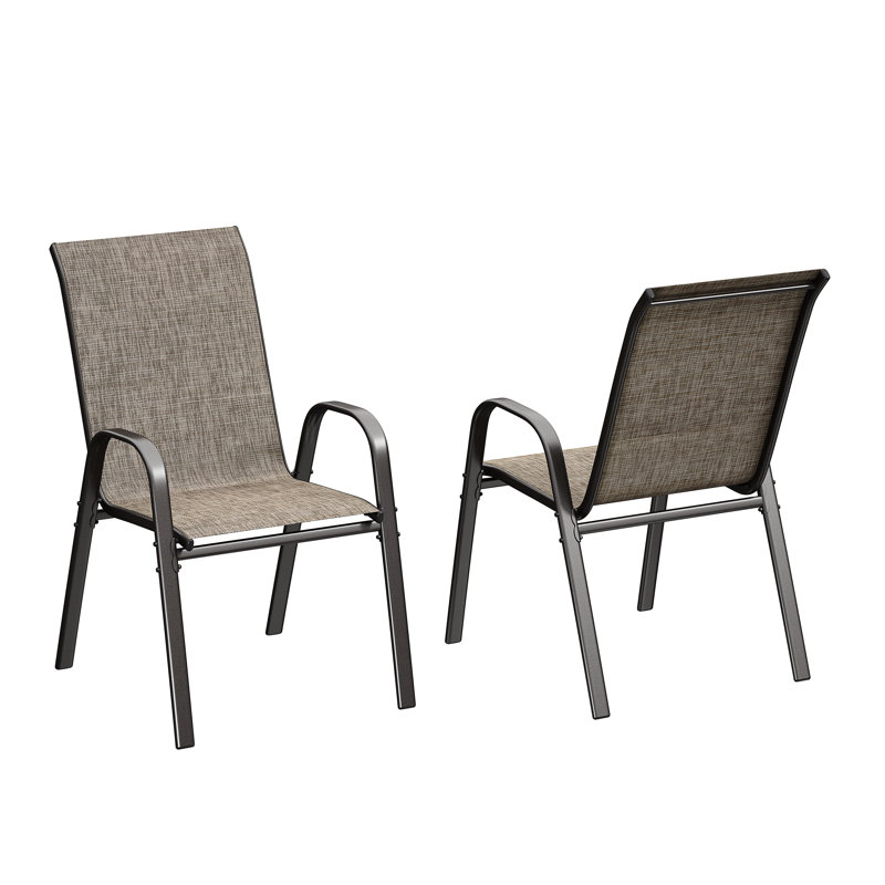 8-Person Patio  Dinning Set With Rectangular Steel Table And Stackable PVC-coated polyester Sling Chairs (Set Of 9)