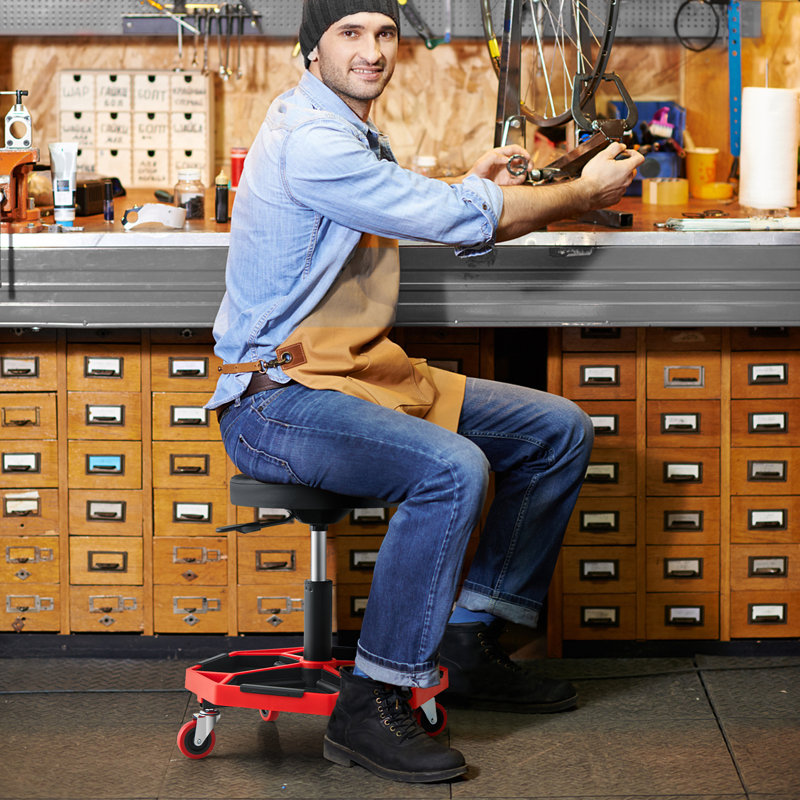Adjustable Height Ergonomic Industrial Stool with Footrest