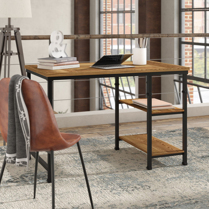 Bureau à cadre en métal avec surface en placage de bois 45 po Kilmersdon