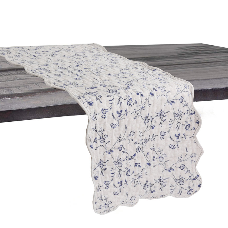 Chemin de table en coton lin Seaham, Bleu