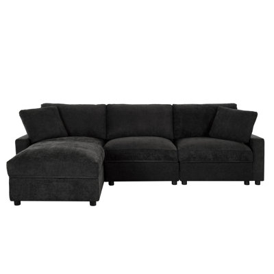 Modern L-shaped Sectionals With Storage, Polyester Fabric, Compact Design For Home