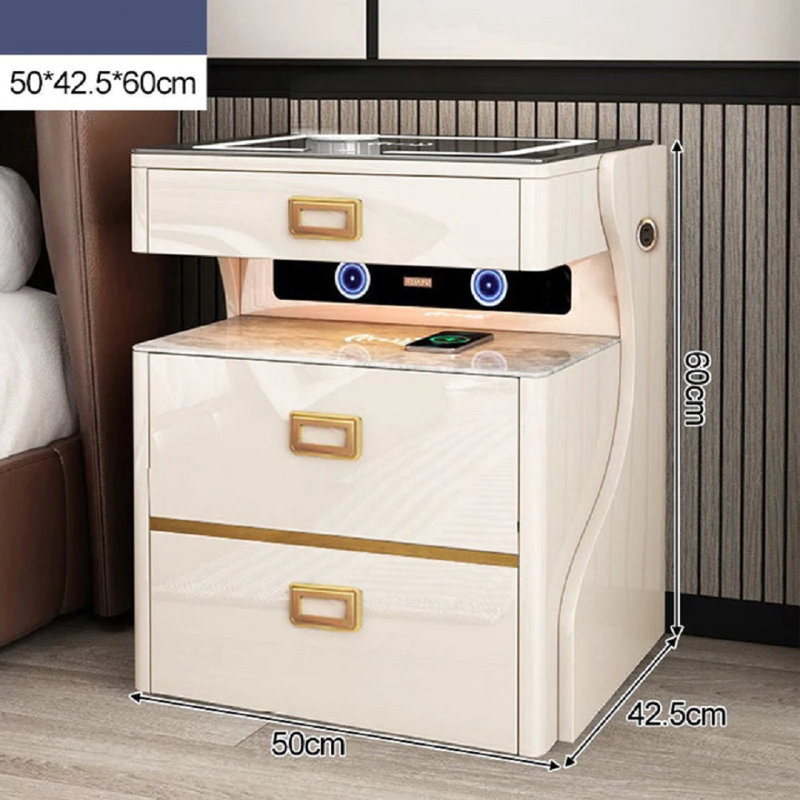 Annajean Modern Console Nightstands Smart Closets Mobile Storage Nordic Coffee Tables, Charge USB sound, White