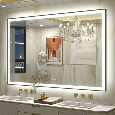 Aevar UL Certified Front & Back LED Anti-Fog Tempered Glass Framed Bathroom/Vanity Mirror with 3-Year Warranty