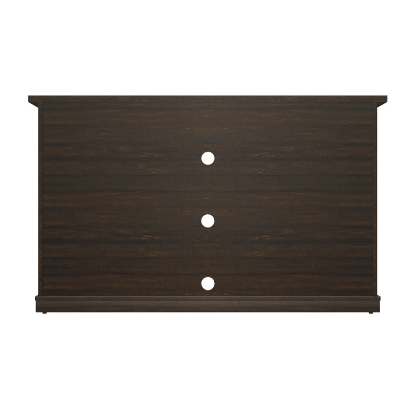 Lorraine TV Stand with Sliding Barn Doors, 54 Inch, Saw Cut Espresso