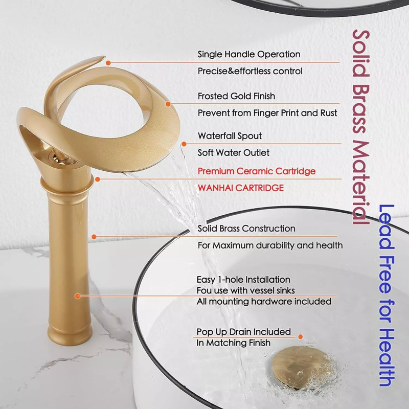 Robinet pour vasque de salle de bain à poignée simple / trou