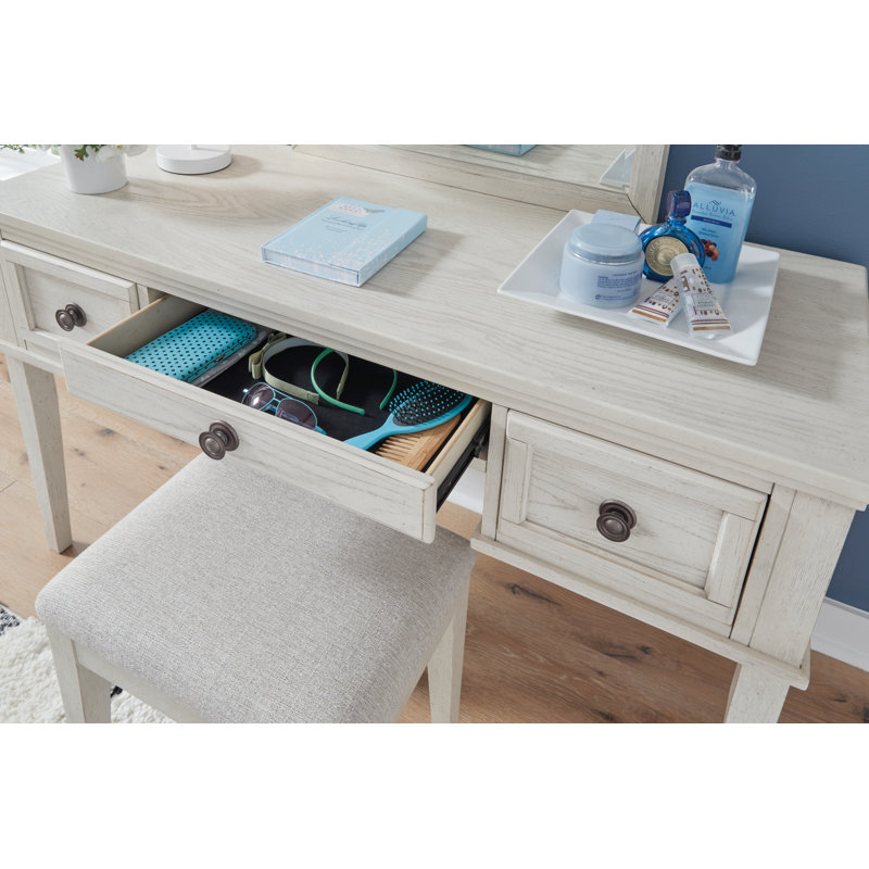 Donnika Mirrored Vanity With Bench