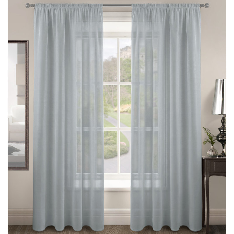 Kapellen Semi Sheer Curtain, 59cm Width x 90cm Drop, Grey