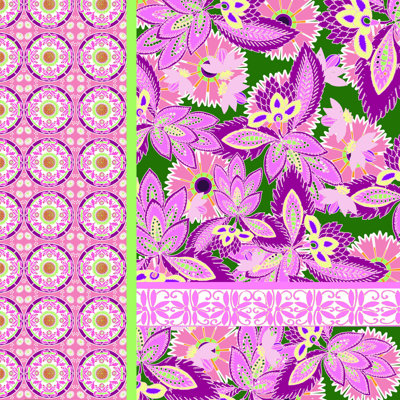Pink and Green Pattern - Wrapped Canvas Print