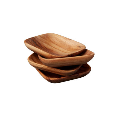 Teak Square Pinch Bowls, Set of 4