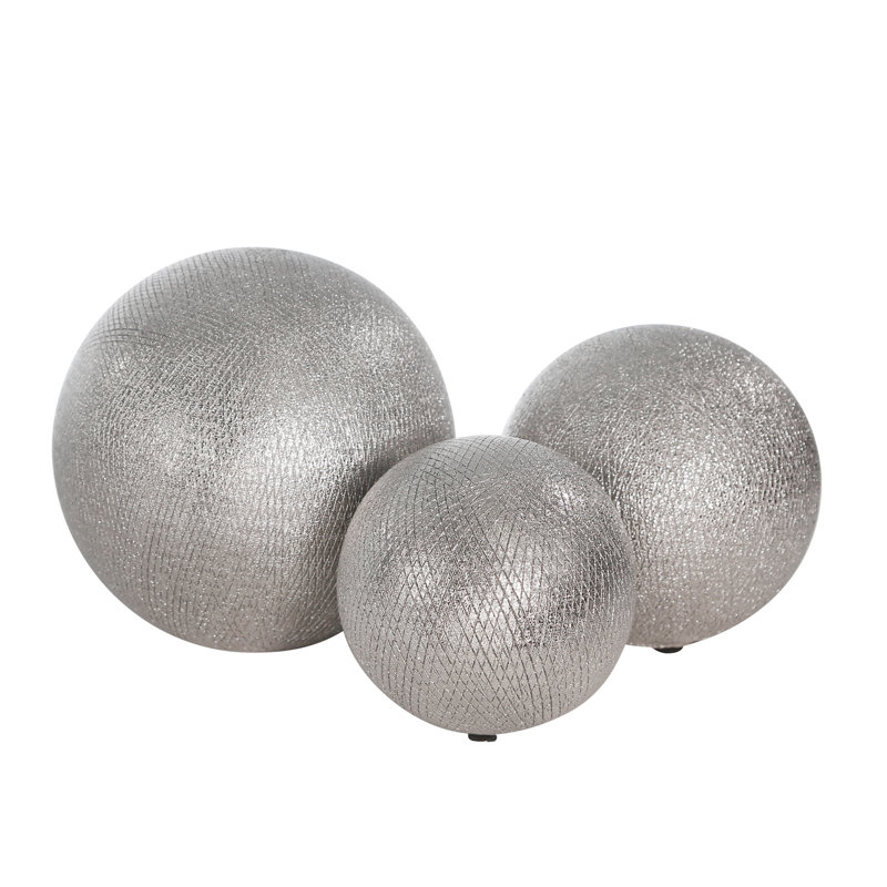Set of 3 Decorative Contemporary Orbs, 6" H x 6" W x 6" D